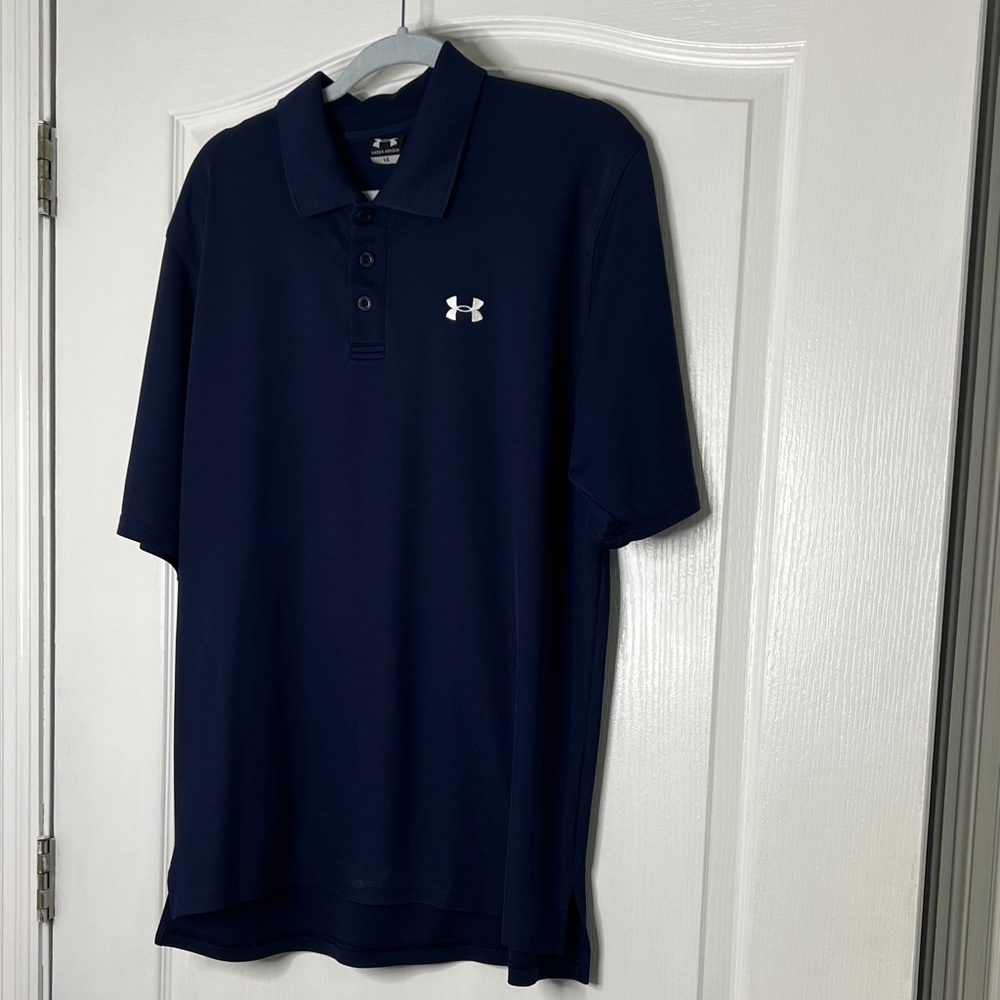 Under Armour Navy Blue Polo with White Logo